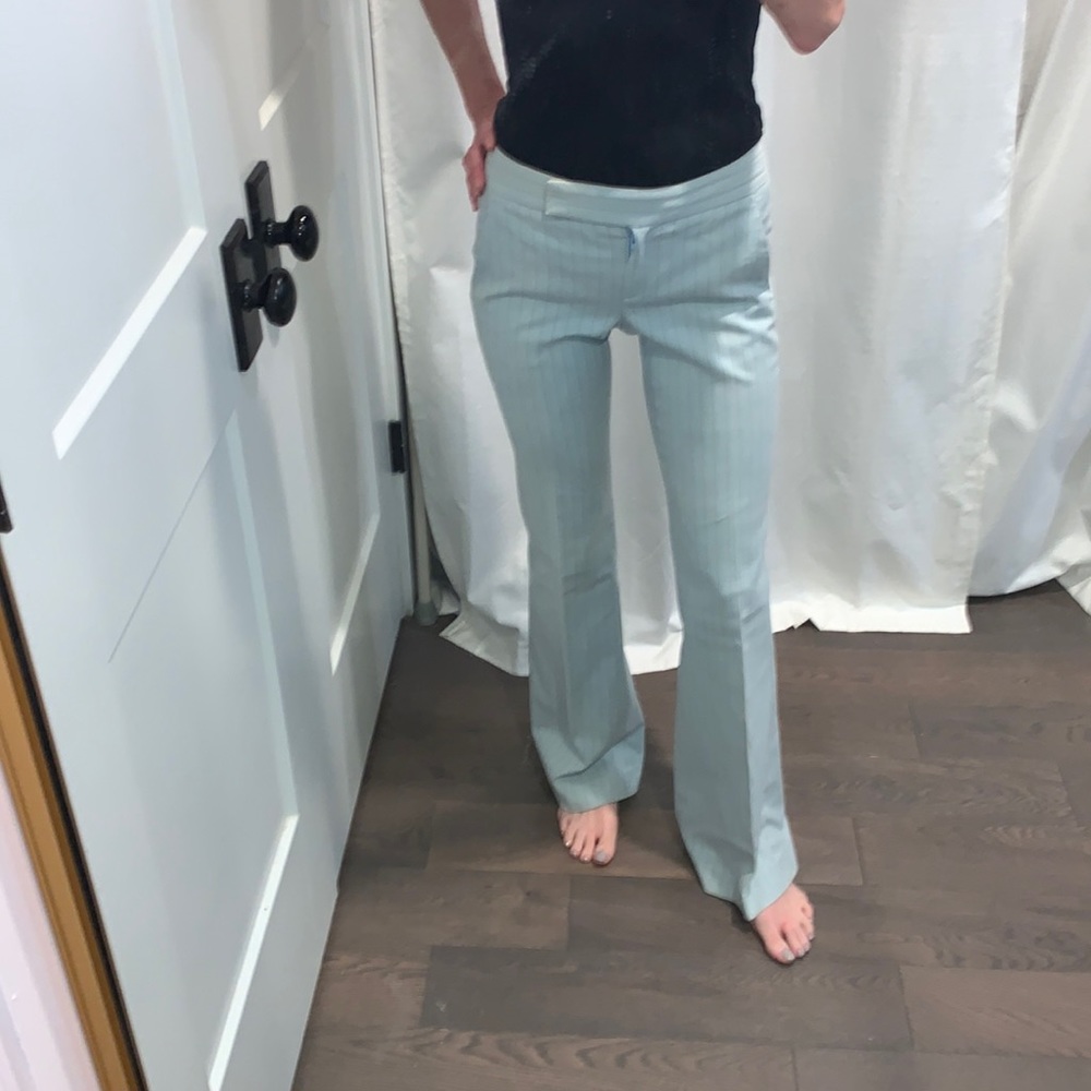 Theory Light Blue Pinstripe Boot Cut Pants